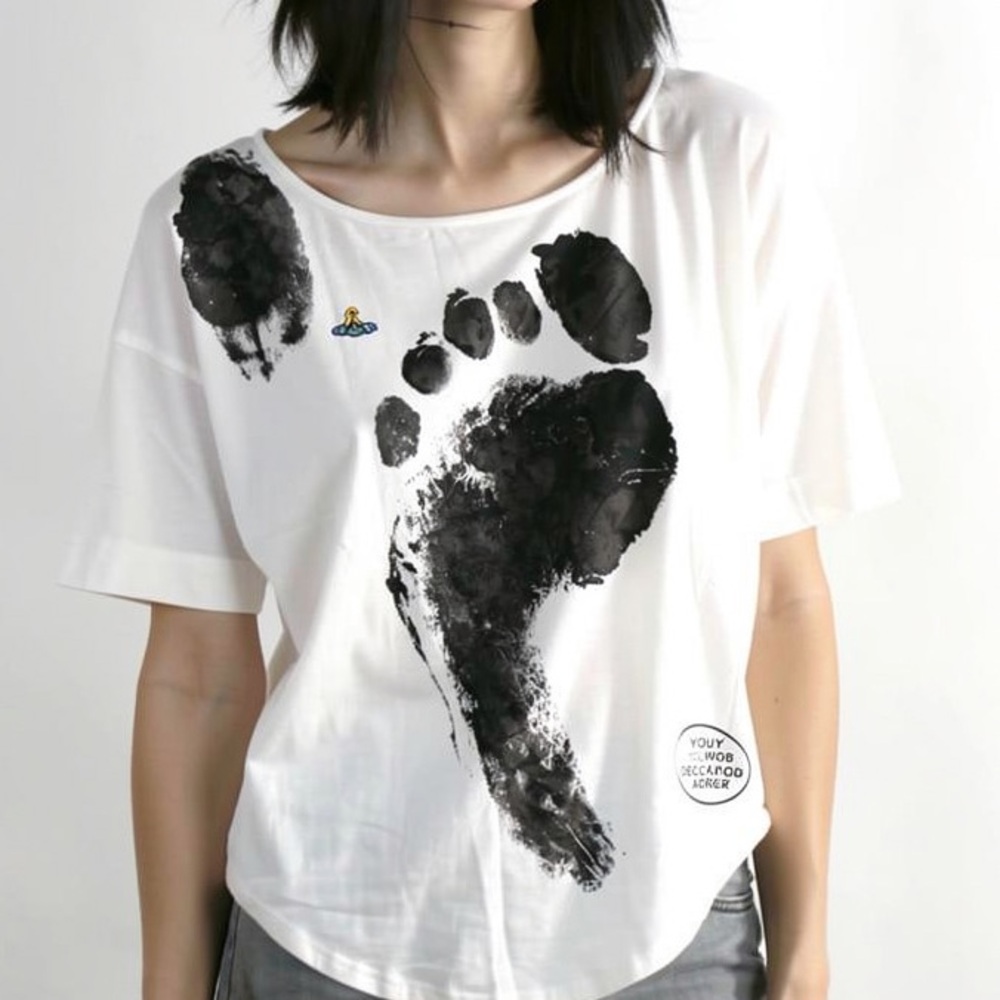 Rare Vivienne Westwood Red Label Footprint Graphic Drape Tee 🐾🖤